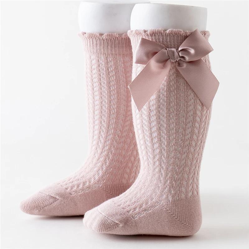 Children Girls Royal Style Bow Knee High Fishnet Socks Baby Toddler Bowknot In Tube Socks.Kid Hollow Out Sock Sox 0-3Y Clothes
