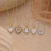 Women's Zircon Flower Heart Necklace - Titanium Steel Clavicle Chain Fashion Pendant
