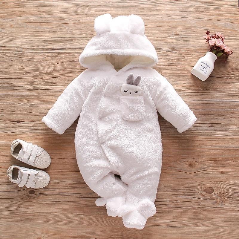 Autumn Winter Baby Plush Climbing Clothes Baby Warm and Thick Cartoon Dog Rabbit Cute Cotton
