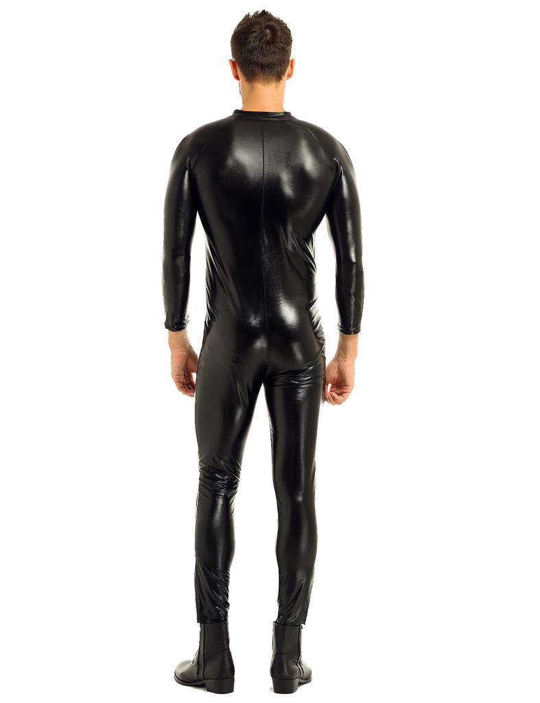 Homme Brillant Métallisé Combinaison Fermeture Éclair Wetlook Justaucorps Combinaison clubwear Costume Homme Brillant Métallisé Combinaison Fermeture Éclair Wetlook Justaucorps Combinaison clubwear Costume