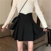 2024 Neuer Koreanischer Stil Damen Schwarzer Plissierter A-Linien Hohe Taille Midi-Rock