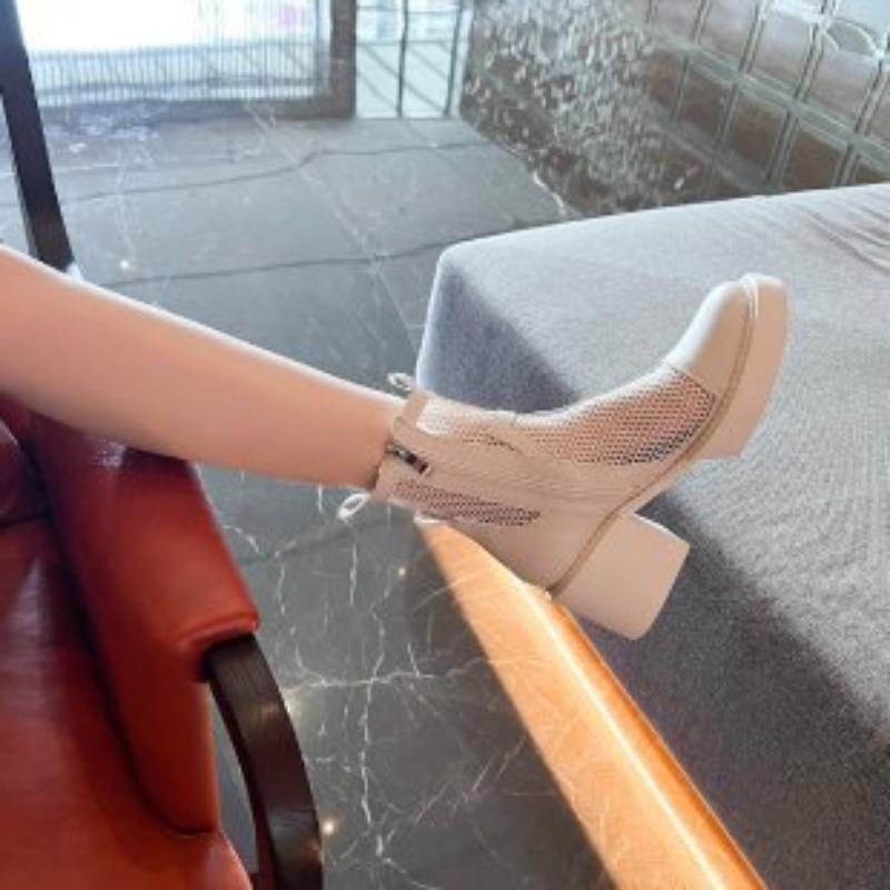 Short Boots, Women's Shoes, Breathable Chimney, Cool Boots, Thick-soled, Thin and Openwork Boots