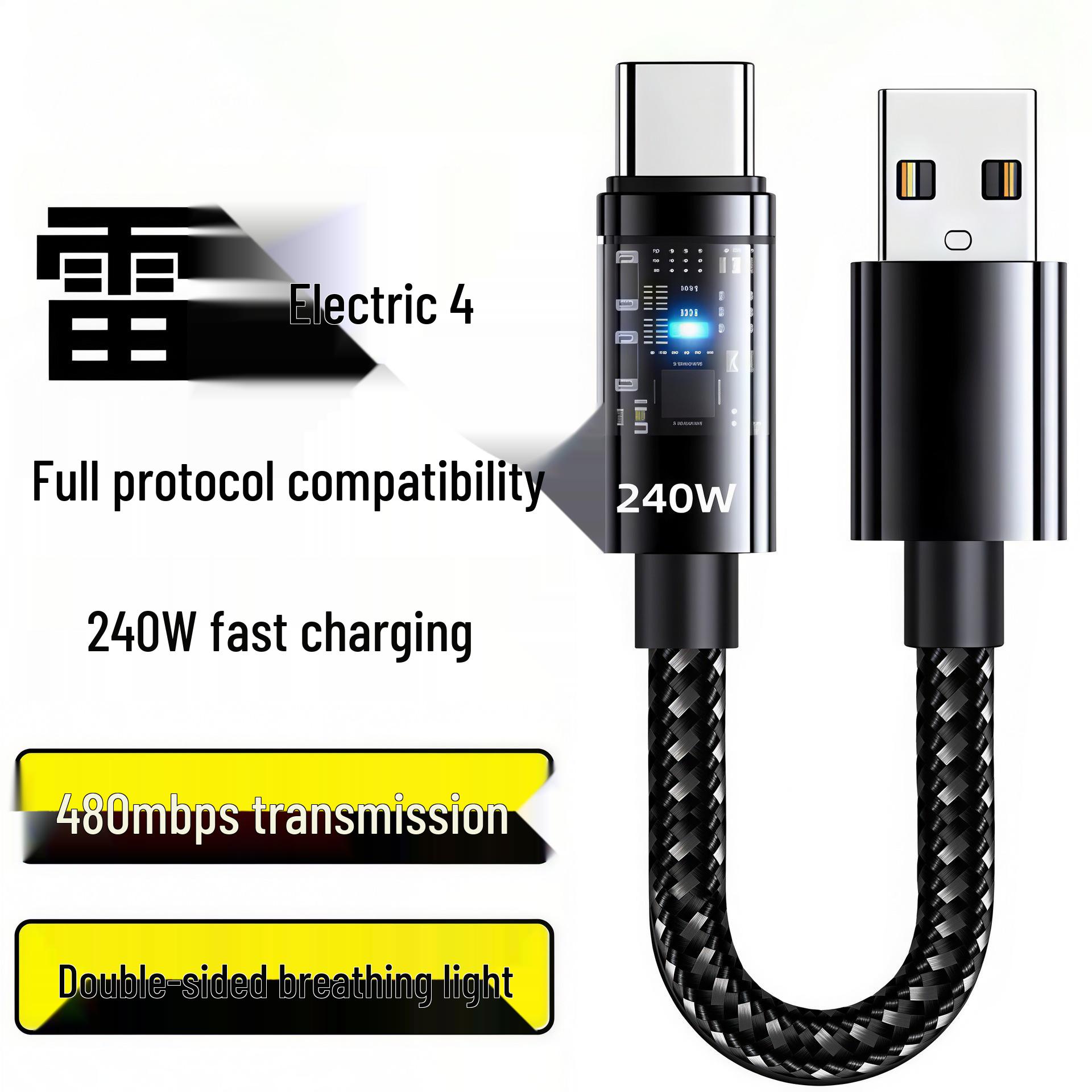 

240W Super Fast Charging Type-C Cable for Huawei, Honor, Apple, Samsung, Xiaomi USB-C Black/Domestic