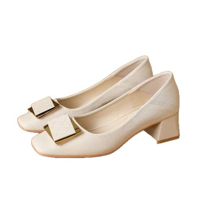 Work Shoes Women's Black New Square Head Thick Heel High Heels Professional Job Interview Not Tired Feet Women's Single Shoes
