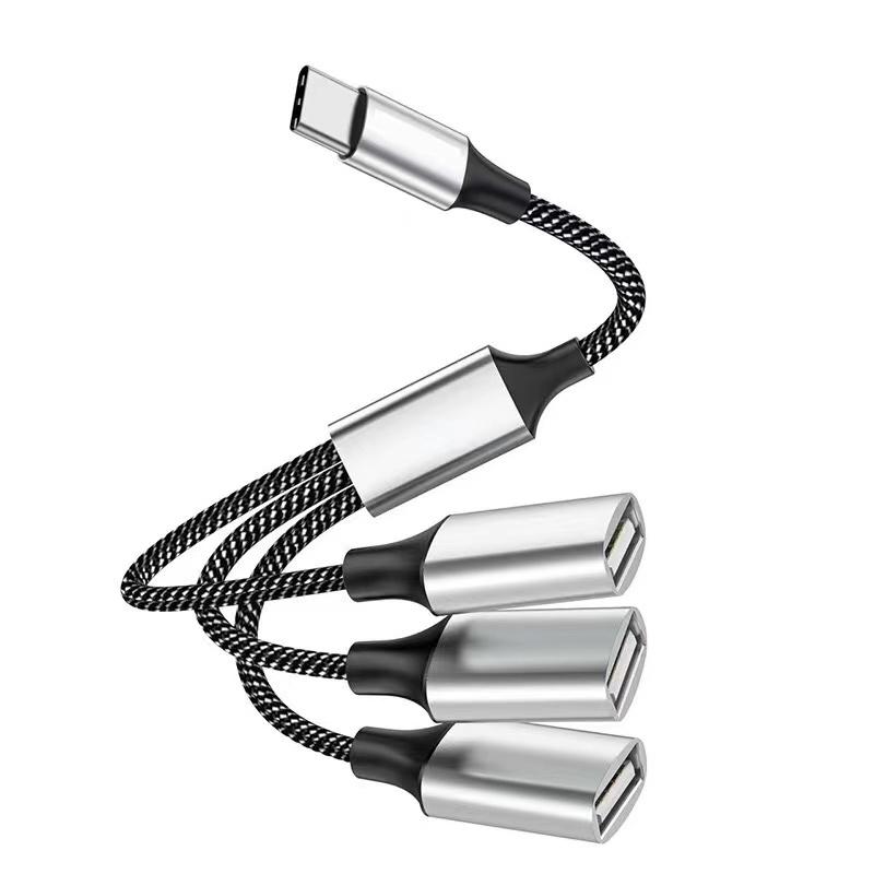 Extended USB 2.0 Hub Adapter, 1 Male to 3 Female Power Splitter for Printers, U Disk, PC Accessories