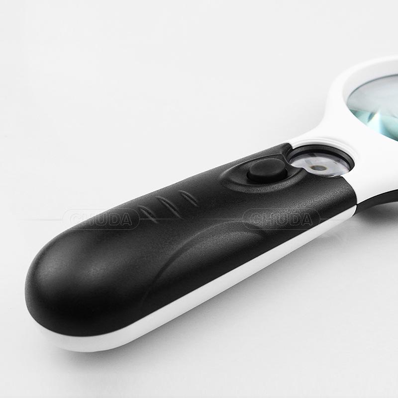 Handheld LED Magnifying Glass 10x/20x Optical for Reading & Jewelry - Portable Model 6902ABCD