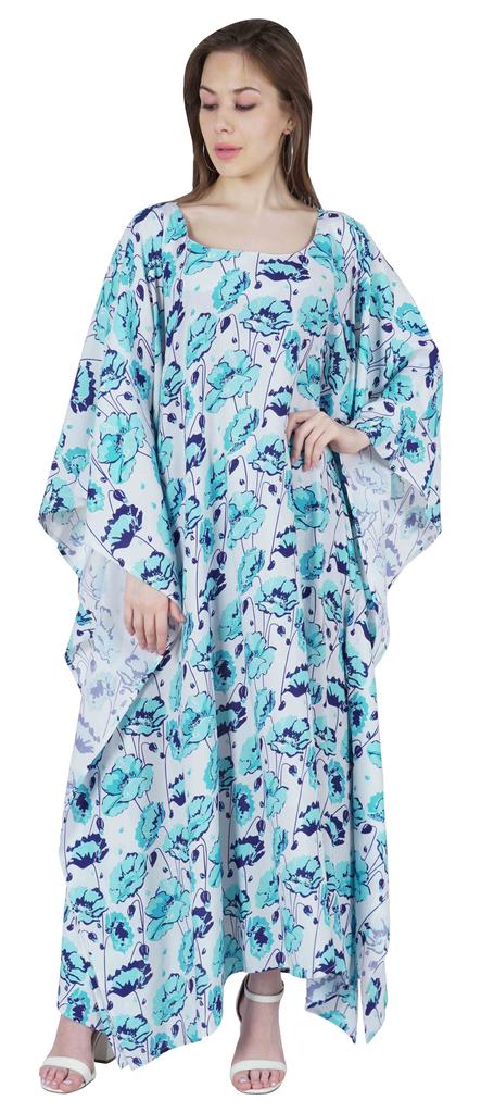 Moomaya Long Kaftan Maxi Dress For Women  s Kimono Sleeves Beachwear Cover Up Plus Size
