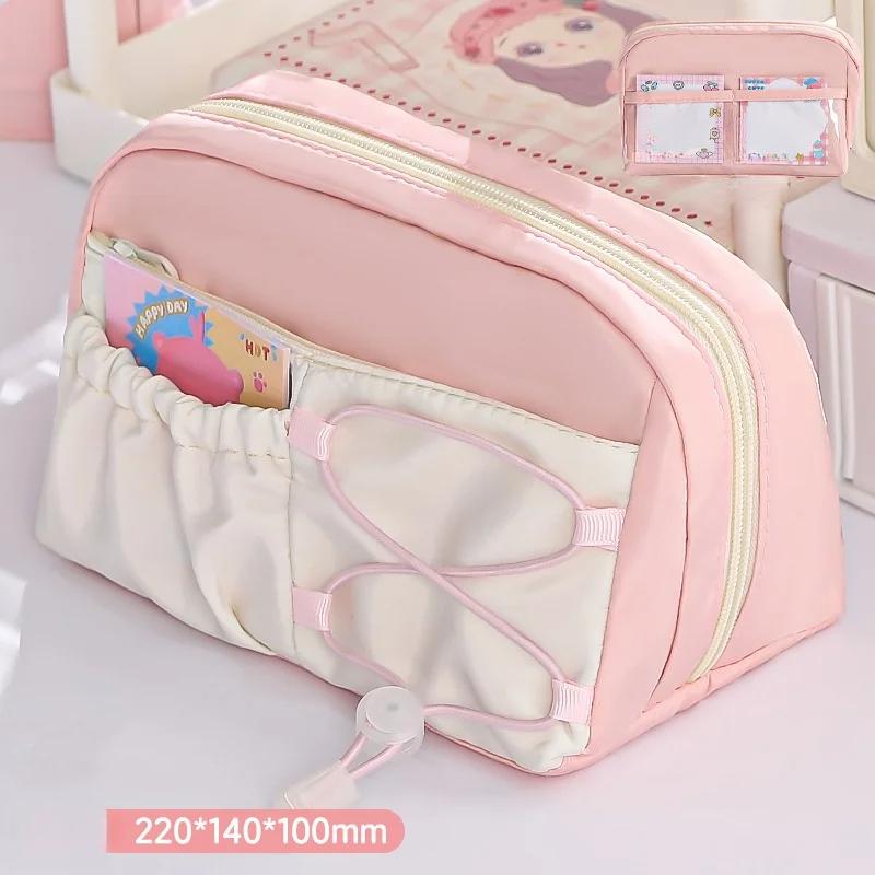 

1 шт. Модный пенал для студента Простота Однотонный Сладкий пенал Большая вместимость Сумка для хранения канцелярских принадлежностей розовый