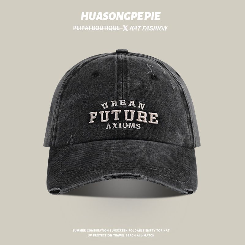 

Ретро выстиранная бейсболка на все случаи жизни, летняя женская шляпа от солнца с защитой от УФ-лучей, закрывающая лицо, подчеркивающая лицо, кепка с козырьком C3674 Black M(56-58cm)