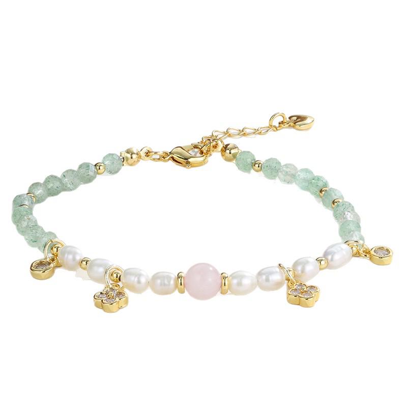 Chinese Retro Natural Stone & Freshwater Pearl Layered Bracelet - Original Design Jewelry