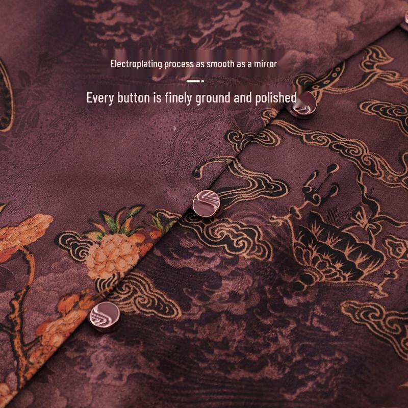 Elegant Women's Mid-Aged Round Neck Cardigan Shirt