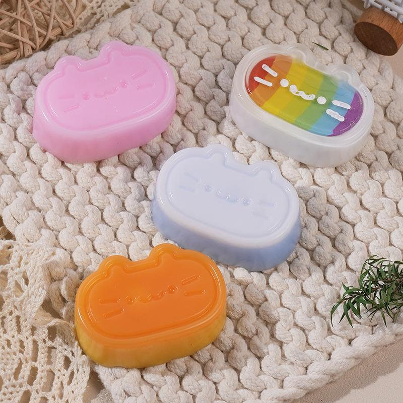 Kawaii Cheese Cat Squishy Rainbow Color Mochi Squishy