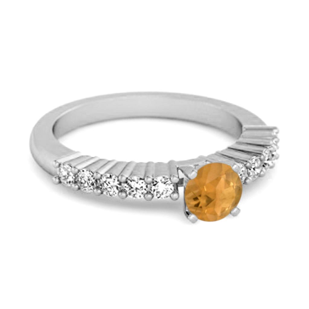 Citrin Runder Solitärring - 925 Sterlingsilber