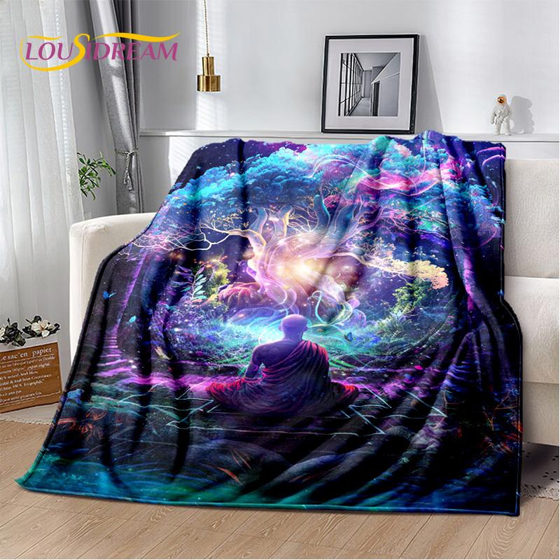 3D Yoga Zen Naturalize Meditation Rainbow 7 Chakra Blanket,Flannel Throw Blanket for Home Bedroom Bed Sofa Picnic Office Hiking