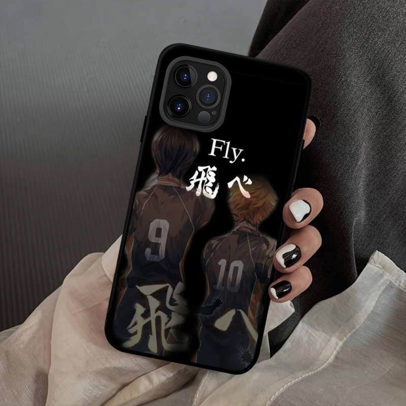 Anime Black Pouzdro na volejbal Haikyuu Silikonové měkké pro iphone 14 13 12 11 Pro Mini XS MAX 8 7 6 Plus X XS XR kryt