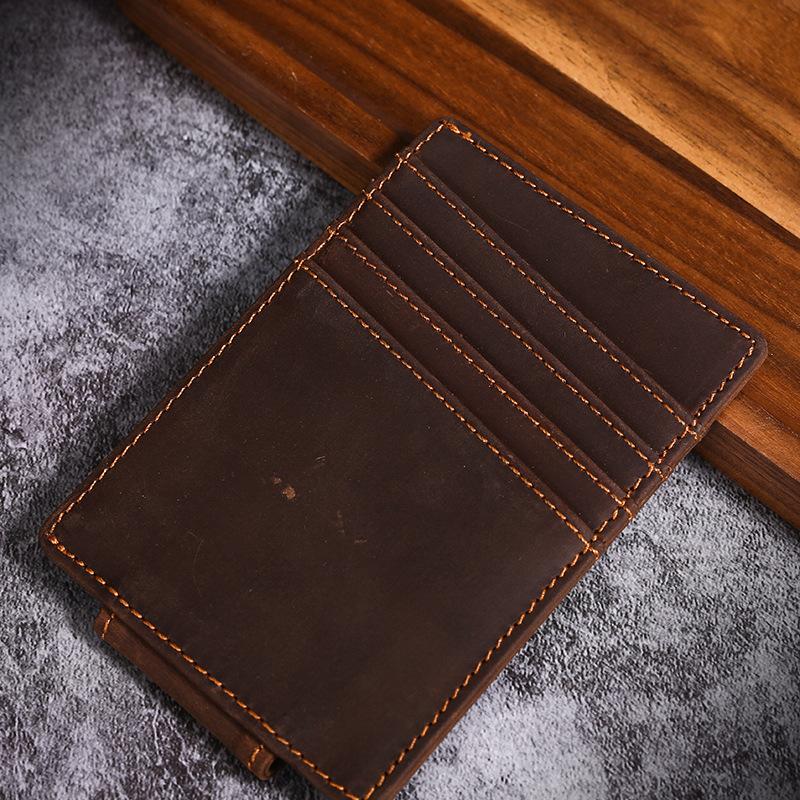 Money Clip Leather Wallet for Men Slim Front Pocket RFID Blocking