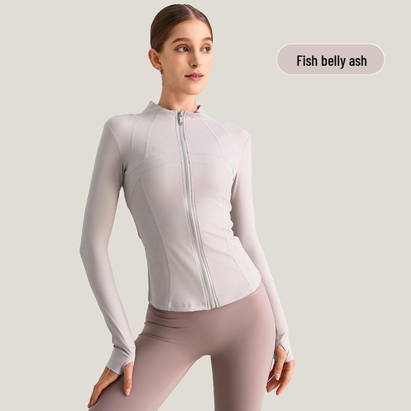 Women's Slim-Fit Quick-Dry High Elastic Yoga Jacket with Stand Collar