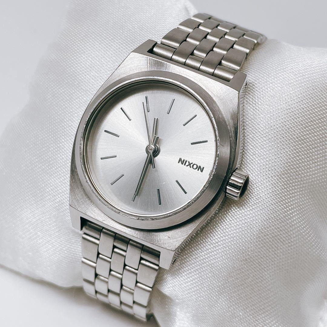 Used New battery/operating NIXON watch quartz vintage retro ladies Nixon silver silver dial analog