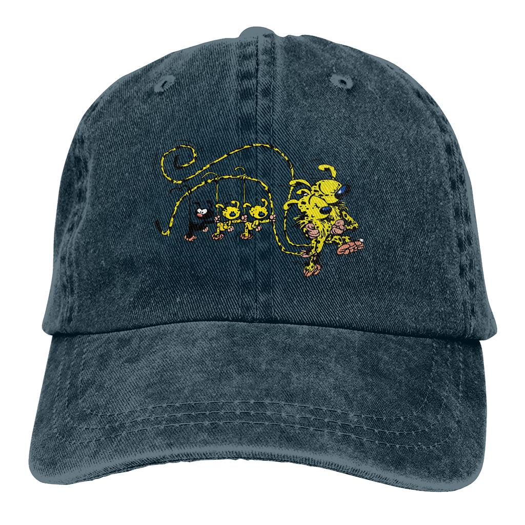 Washed Mens Baseball Cap Marsupilami Babies Hanging On Tail Trucker Snapback Caps Dad Hat Gaston Lagaffe Comics Golf Hats