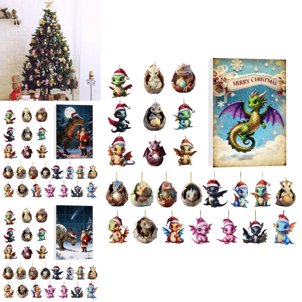Christmas Dragon Holiday Decor Miniature Acrylic Advent Calendar Blind Box For Festive Gift Giving