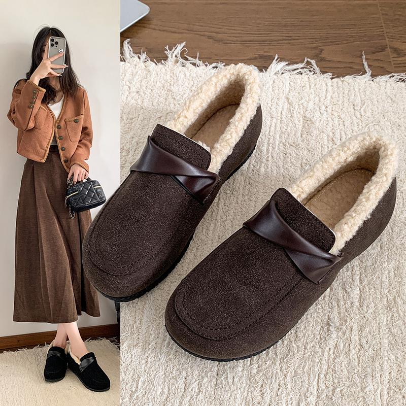 Fashion Women's Cotton Shoes 2024 Winter Slip-on Warm Plush Cotton Shoes Outdoor Casual Fashion Comfortable Shopping Women's Shoes