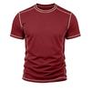 Men's Summer Short Sleeve T-Shirt Round Neck Patchwork Retro American Style Casual Tops
