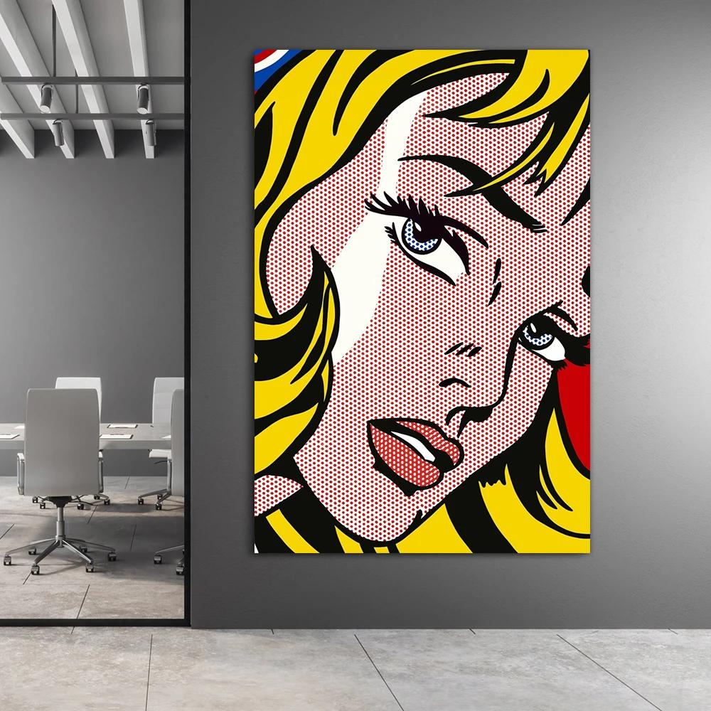 Colorful Pop Art Canvas Comic Woman Poster And Prints Modern Girls Canvas Painting Pictures Mural Wall Art Home Decor Unframed