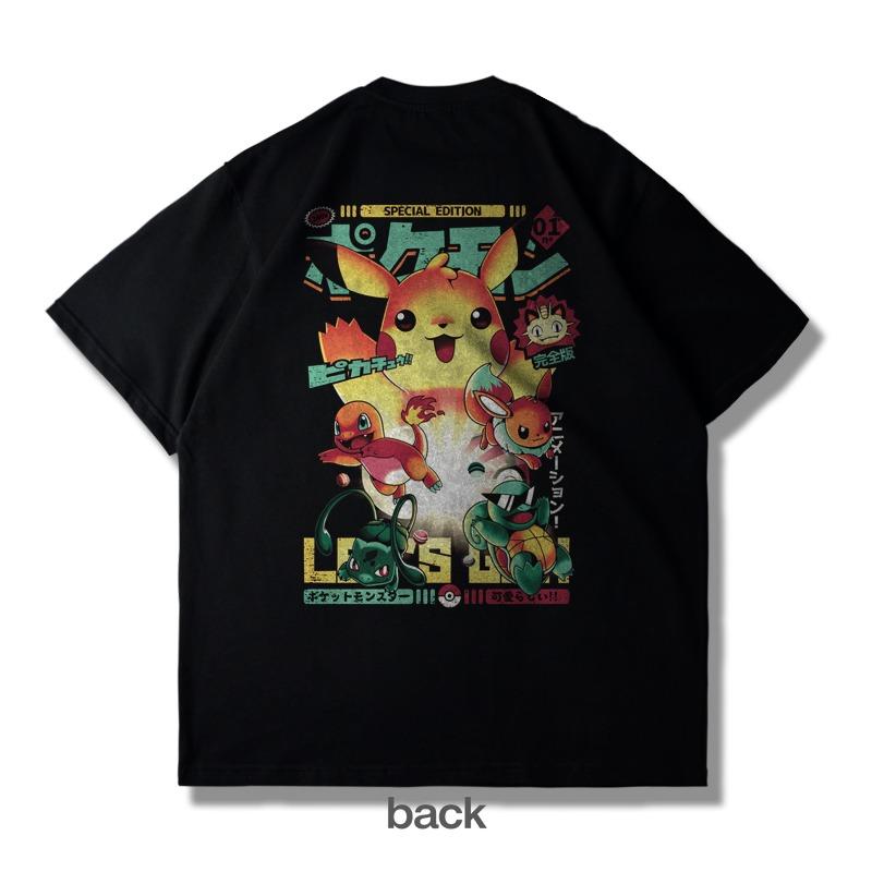 

Japanese Harajuku Pokémon Cartoon Printed T-shirt Summer New Men s and Women s Plus Size Trend Loose Casual Short-sleeved Top 3XL