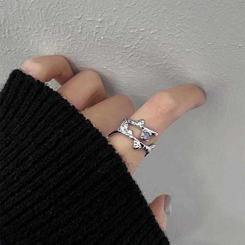 Women's Gradient Gem Three-Piece Ring Set - Elegant, Irregular Design