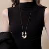 Korean geometric U-shaped pull-out pendant necklace sweater chain cold style necklace
