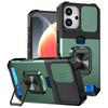 For iPhone 17 Case Kickstand Slide Lens Lid PC+TPU Phone Cover with Card Slot