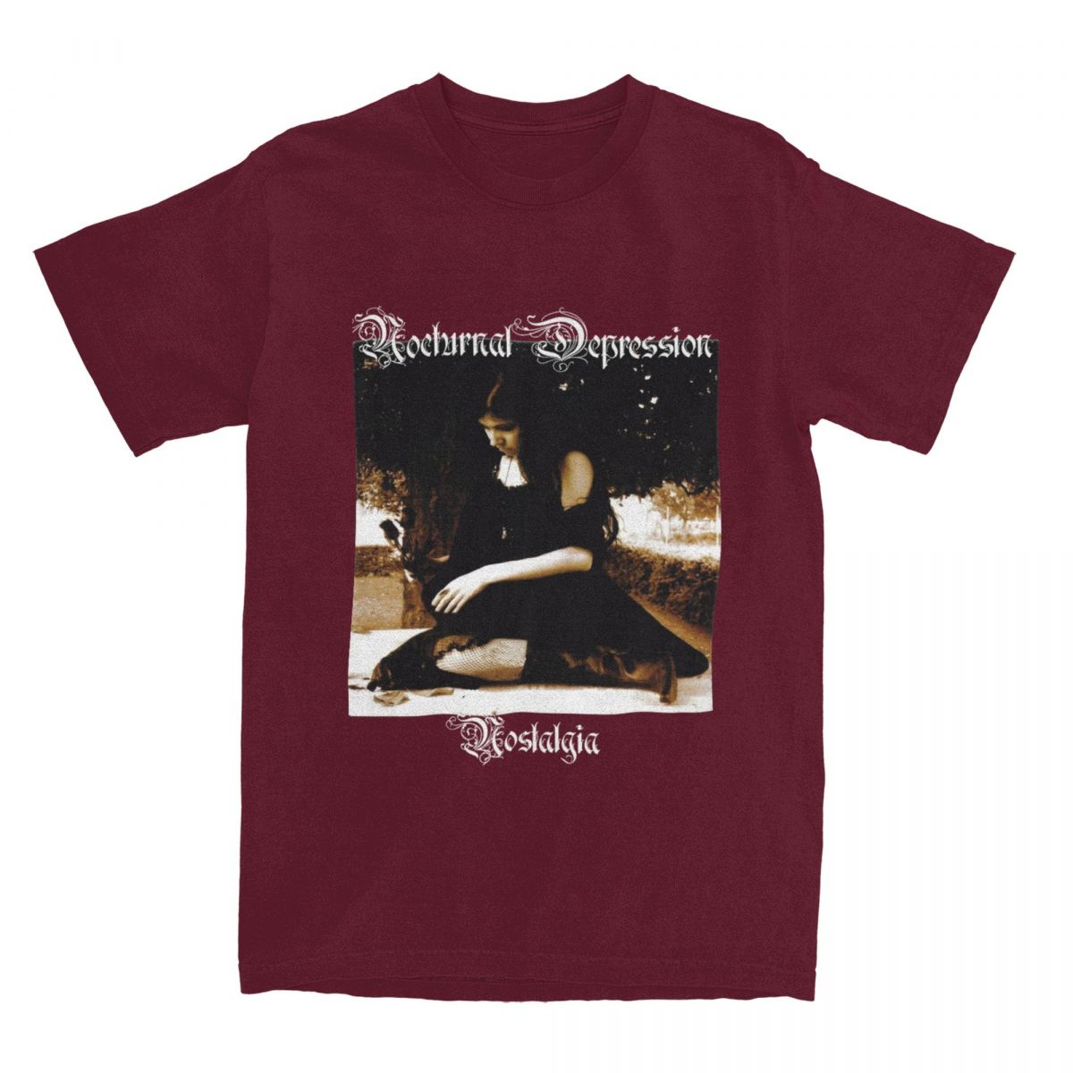 

Men Women s Nocturnal Depression Black Metal Band Shirt Apparel 100% Cotton T-shirt Clothes Awesome Tee Shirt Summer XXXXXL бордовый