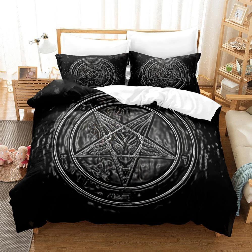 Dark Satanic Bedding Set Boys Girls Twin Queen Size Duvet Cover Pillowcase Bed Kids Adult Fashion Home Textileextile