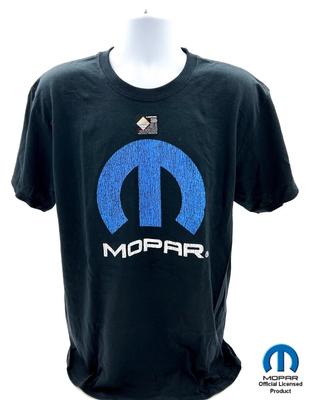 MOPAR T-Shirt - Black W/ Blue "M" & White Script Logo Emblem