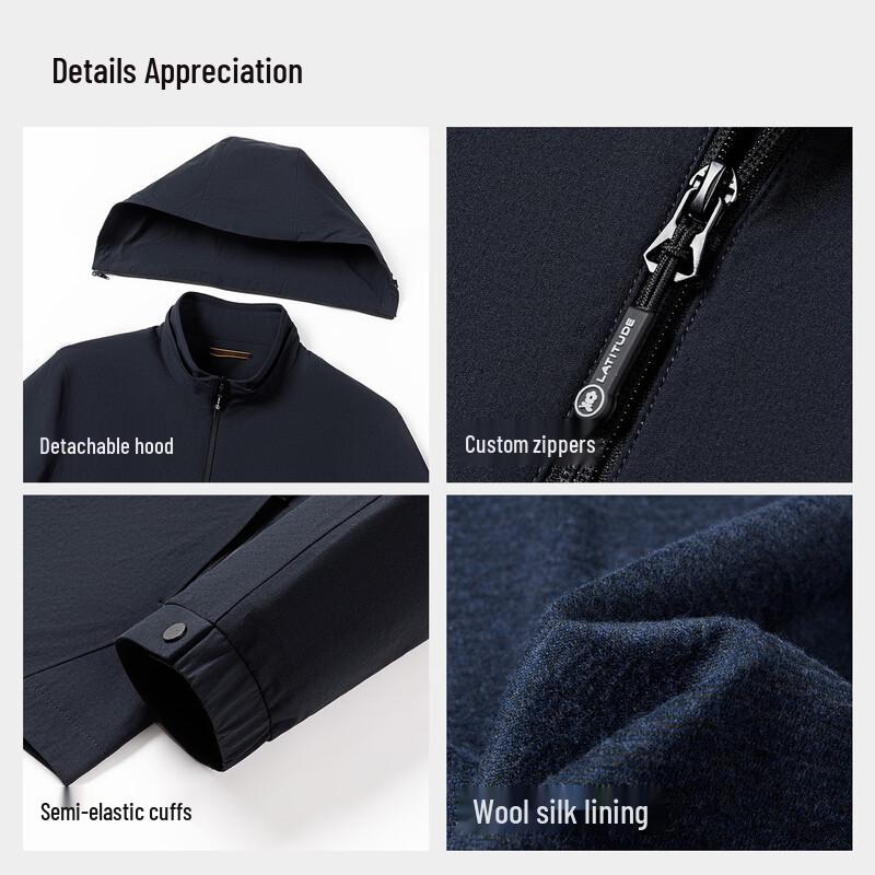 Montagut Men's Detachable Hooded Wool Blend Jacket