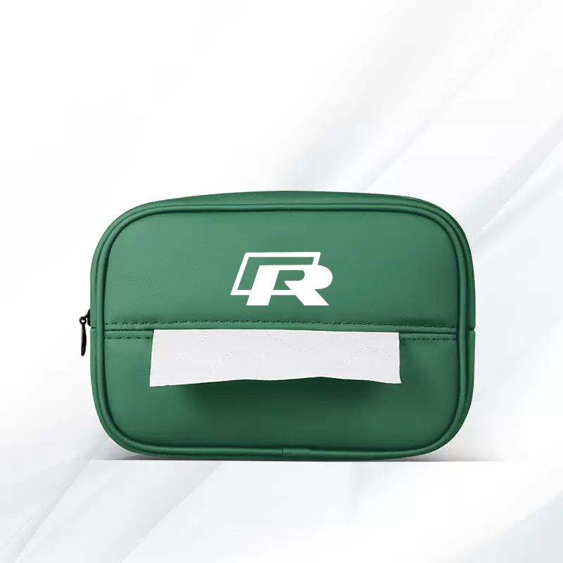 UNYDV1 Leather Car Tissue Box Sun Visor Seat Back Hanging Bag Accessories For Volkswagen VW RLine R GTI Golf Amarok Phaeton ID3 Tiguan