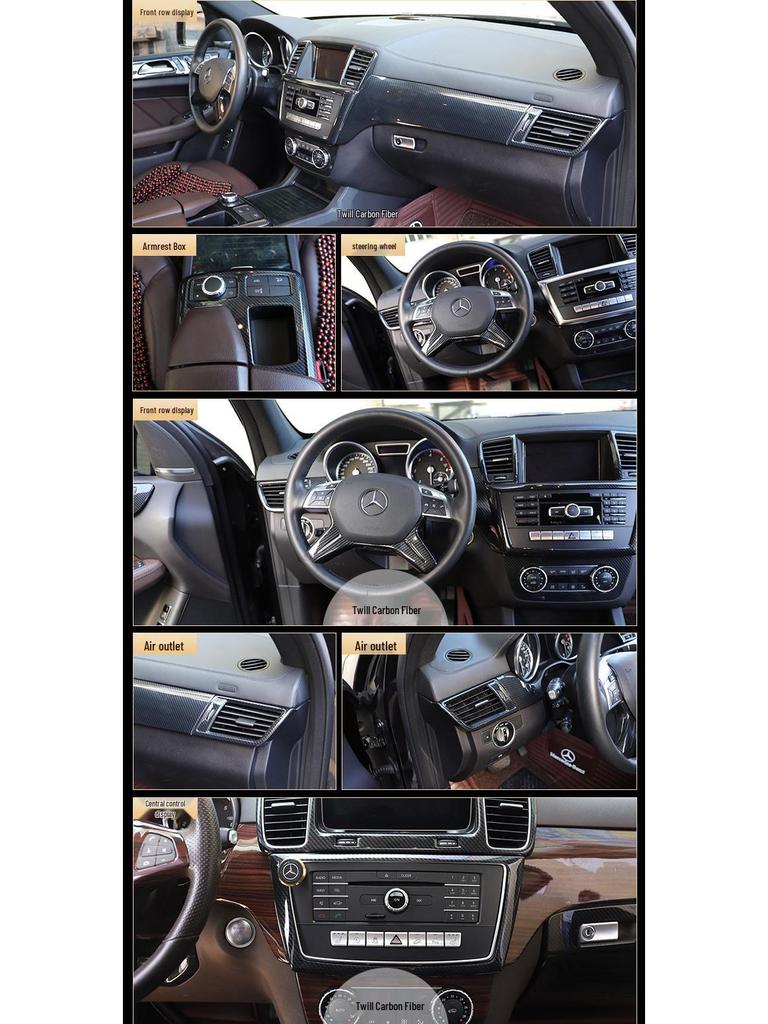 Carbon Fiber Interior Protective Sticker for 12-15 GL/ML300/350/400 with Modified Peach Wood Trim