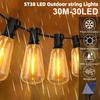 Outdoor Solar String Lights Waterproof 58FT with 15-30 Shatterproof ST38 LED Bulbs Outdoor with Remote Solar String Lights for Camping Yard Party