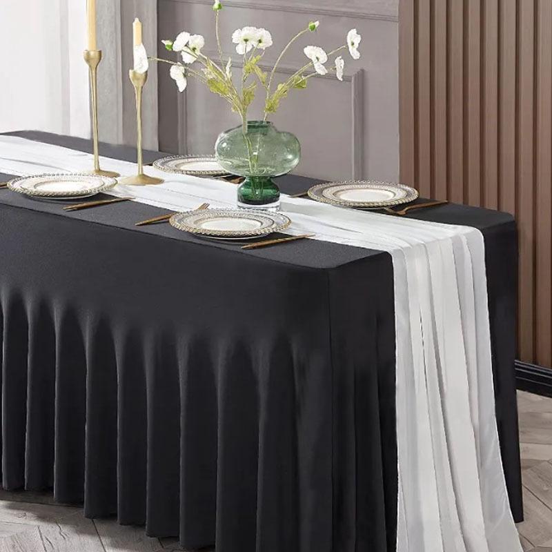 6FT Rectangular Stretch Table Cover with Jellyfish Skirt for Weddings and Banquets
