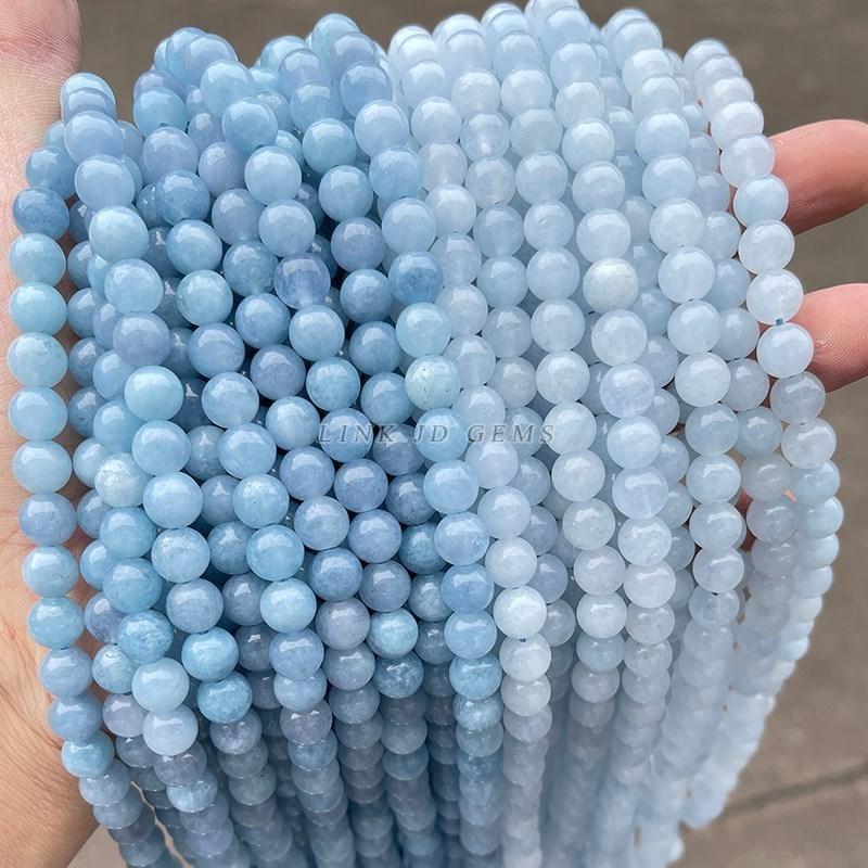 Natural Stone Sea Blue Chalcedony Beads Round Loose Spacer 6 8 10mm Pick Size For Jewelry Making Necklace Bracelet Accessory
