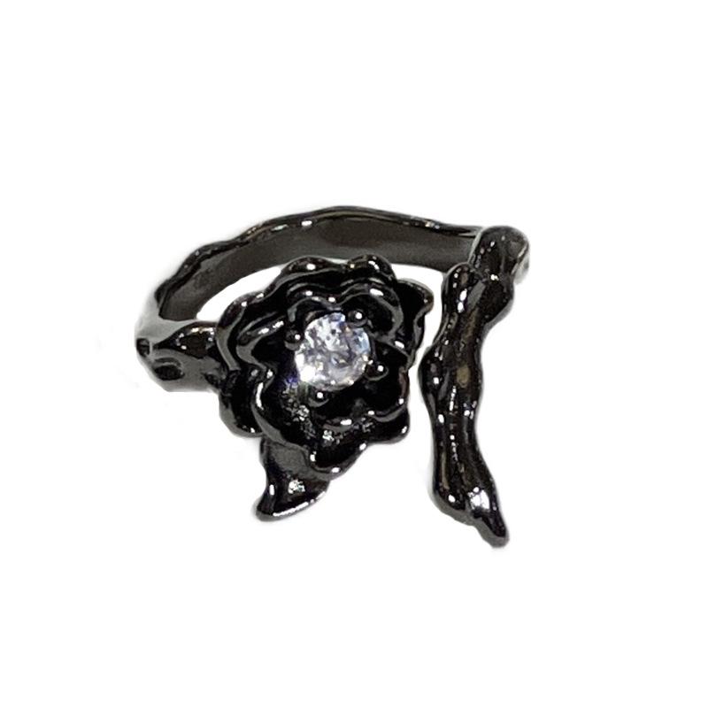 Rose Thorn Open Ring, Personalized Dark Wind Small Design, High-End Sense Diamond-Encrusted Couple Ring, Gift For Women