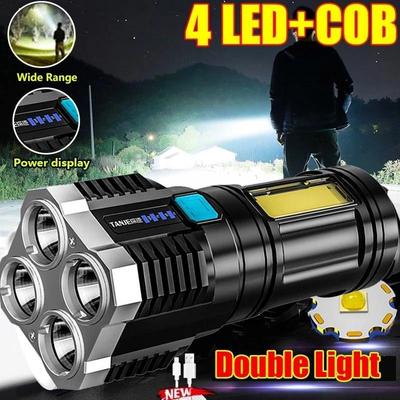 Wiederaufladbare LED-Taschenlampen mit hoher Leistung 7LED Camping-Taschenlampe mit COB-Seitenlicht Leichte Außenbeleuchtung ABS-Material