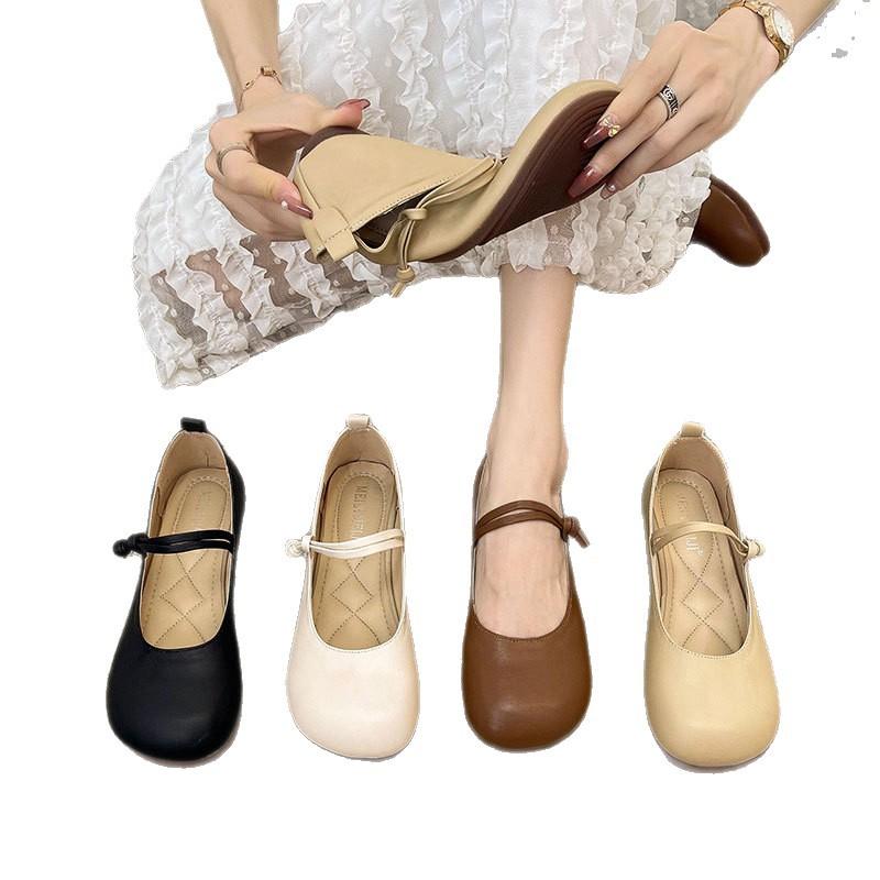 Retro shallow mouth versatile lazy Doudou shoes women's summer 2025 new late evening breeze gentle soft sole Mary Jane single shoes