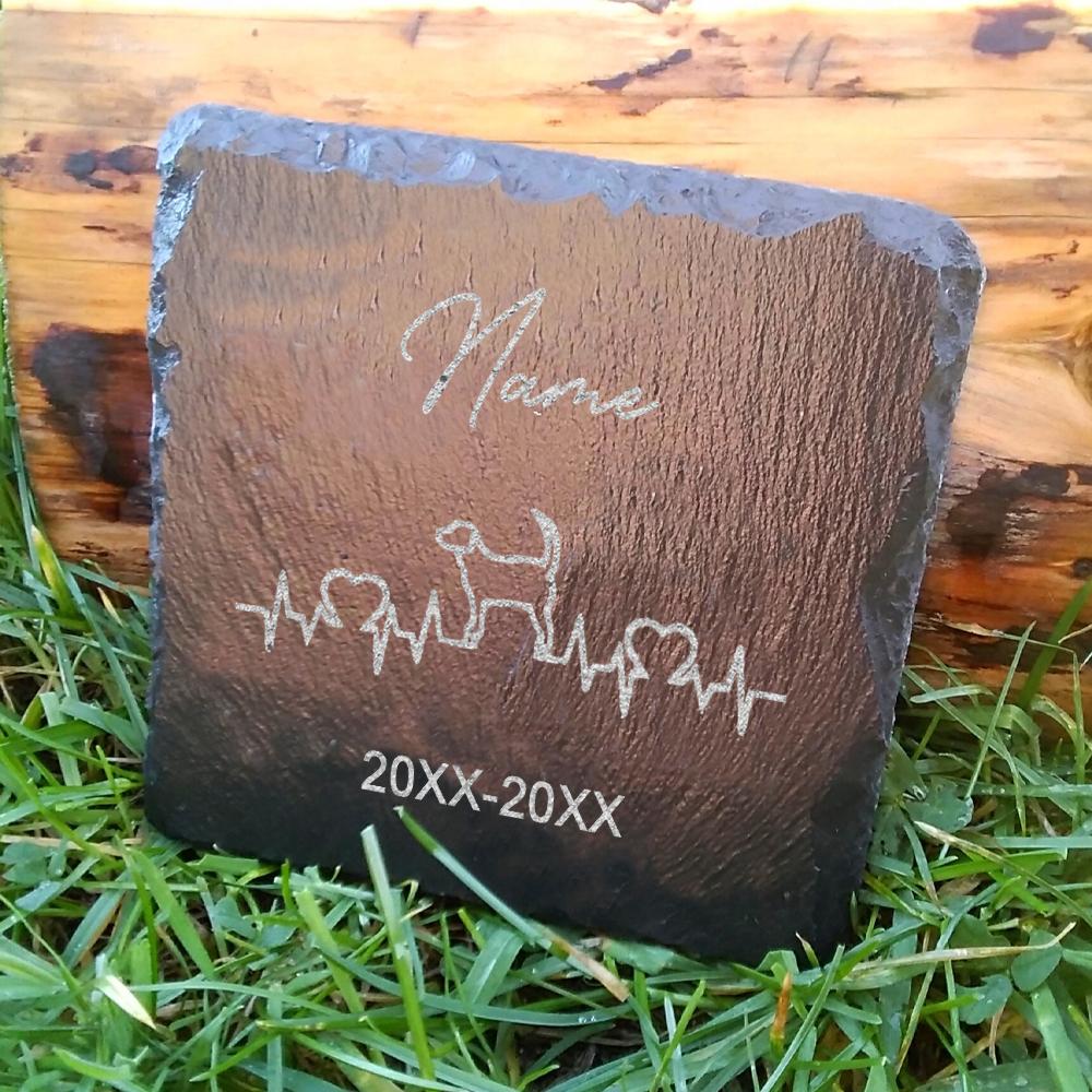 

Pet Electrocardiogram Personalized Pet Memorial Stone Dog Grave Marker Plaque Pets Loss Gifts Custom Dogs Name of Death square