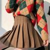 Fashion High Waist A-line Solid Skirt Autumn Winter Elegant Thicken Woolen Mini Skirt Women Fashion Pleated Skirts 30279