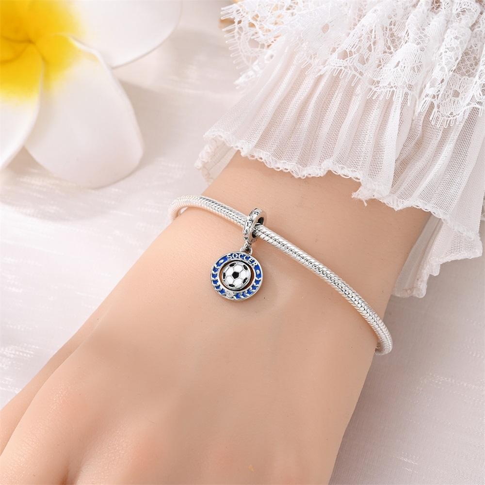 Original Charms Copper Lucky Pendant Football Beads Fit Bracelet Women Jewelry Making Diy Gift
