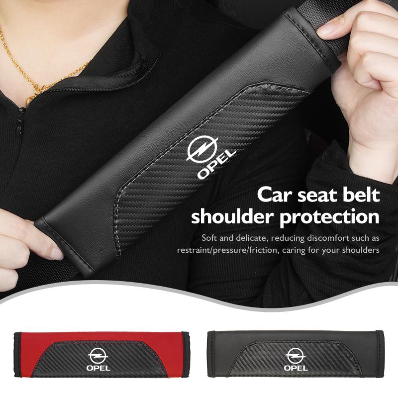 AAAYR1 Leather Car Seat Belt Cover Protect Shoulder Strap Padding For Opel ADAM ASTRA J K CORSA E INSIGNIA MOKKA VIVA Meriva