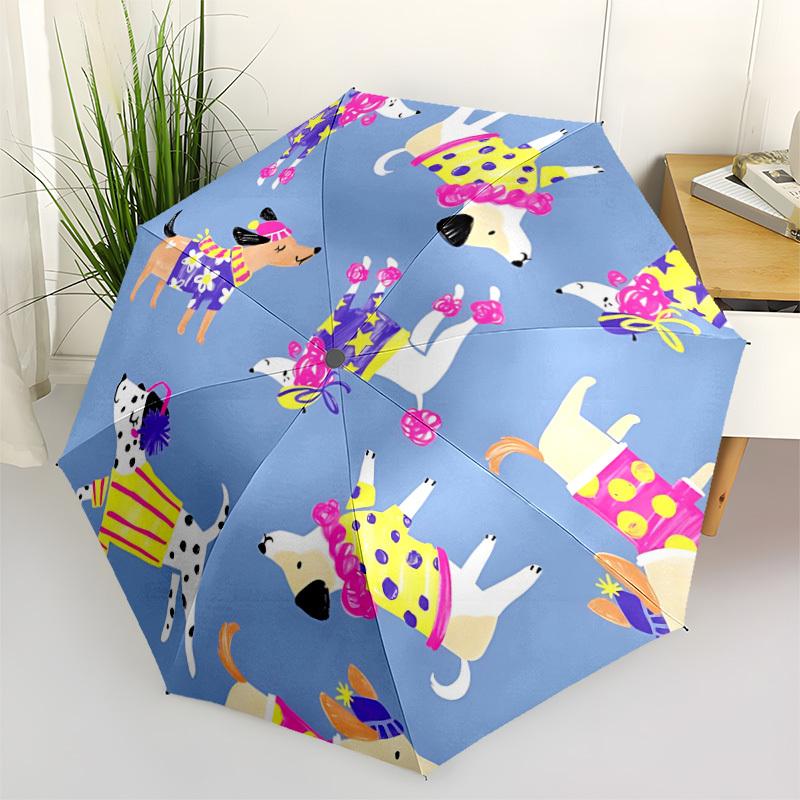 1pc Dogs Party Automatic Open/Close Umbrella, Windproof, Folding Compact Umbrella with Lightweight Design for Women/Men053