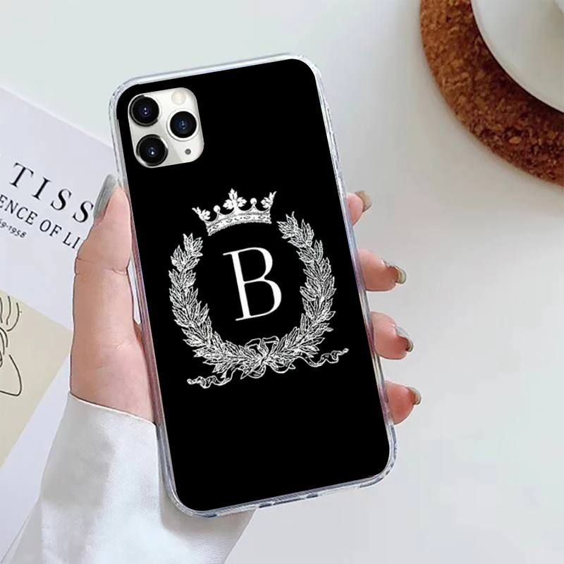 Luxury Crown Wreath English Letters Phone Case for iPhone 11 12 13 Mini Pro XS MAX 8 7 6 6S Plus X 5S SE 2020 XR Case