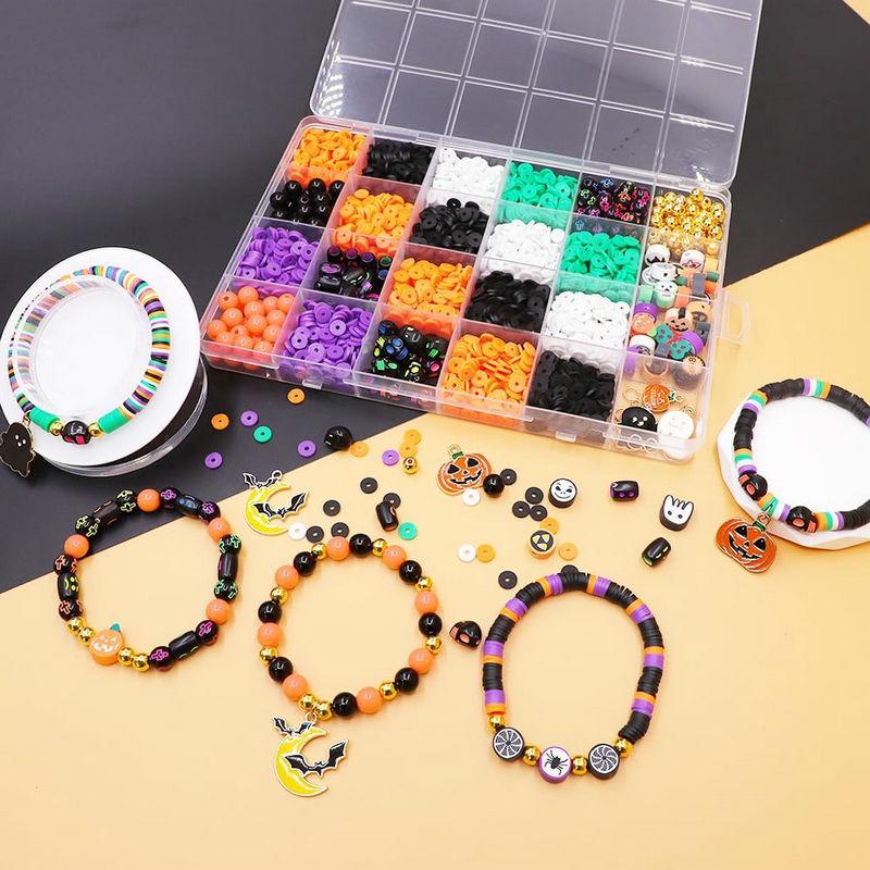 Halloween Clay Beads Kit Friendship Bracelet Making Kit with Charms and Gold Spacer Beads for Jewelry Making DIY Halloween Gift
